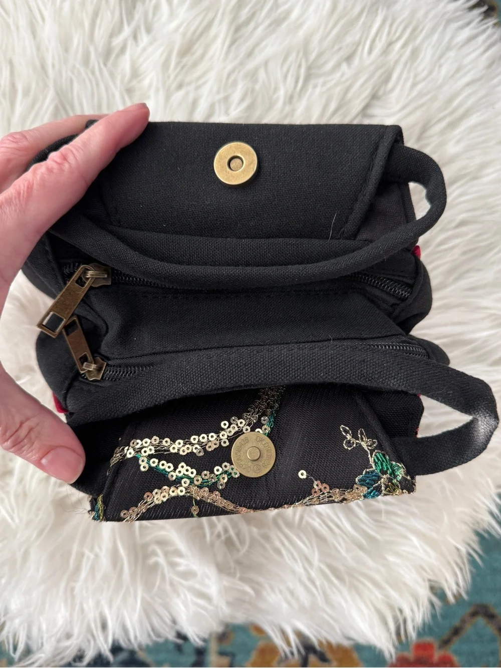 Black Embellished Peacock Sequin Crossbody Bag